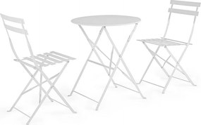 Zestaw bistro z białym stalowym stołem i 2 krzesłami - WISSANT