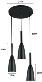 Lampa sufitowa metalowa klosz wisząca AT22-3SZ-Black