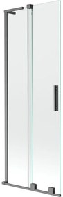Mexen Velar L parawan nawannowy 2-skrzydłowy rozsuwany 75 x 150 cm, transparent, gun gray szczotkowany - 896-075-003-01-66