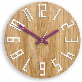 Zegar na ścianę nowoczesny drewniany z dużymi cyframi okrągły cichy loft