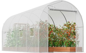 Szklarnia Tunelowa SucceBuy, 4,45 x 1,95 x 1,90 m, Rama Ocynkowana, Pokrycie PE, Biała