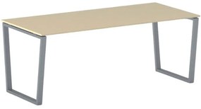 Biurko PRIMO IMPRESS, 200x90 cm, szaro-srebrna podstawa, brzoza