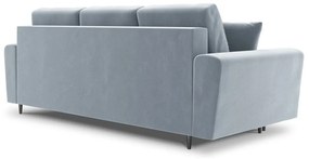 Jasnoniebieska aksamitna rozkładana/ze schowkiem sofa 235 cm Kyoto – Cosmopolitan Design