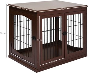 PawHut Buda dla psa, 2 wejścia, zamknięta, MDF i metal, 58,4 x 81,3 x 66 cm, Czarny