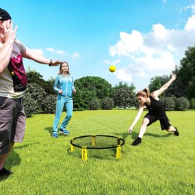 SPORTNOW Zestaw Roundnet z siatką 3 piłki torba pompka Zestaw do Spikeballa Ø92 x 20 cm Żółty