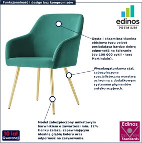 Zestaw 2 zielonych krzeseł na złotej podstawie - Terviso 3X