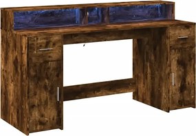 Biurko podświetlane 160 cm przydymiony dąb H1-B38