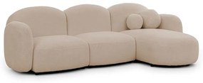 Jasnobrązowy narożnik z materiału bouclé (prawostronny/z szezlongiem) Orbit – Ropez