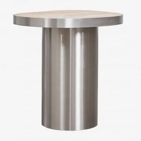 Szafka Nocna 45x40 Cm Z Trawertynu I Stali Nierdzewnej Fertrix Travertine - Sklum