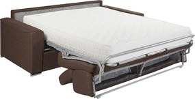Kanapa 2-osobowa rozkładana typu express z brązowej tkaniny z siedziskiem z pianki z pamięcią kształtu - Powierzchnia spania 120 cm - Materac 22 cm z pianki i pamięciowej VIZIR