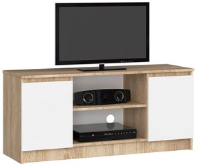 Skandynawska szafka RTV dąb sonoma + biały - Galapi 5X 140 cm
