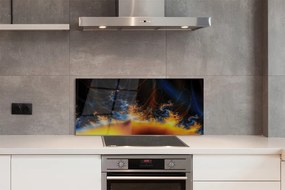 Panel szklany do Kuchni Kontrast Błękitu i Żółci