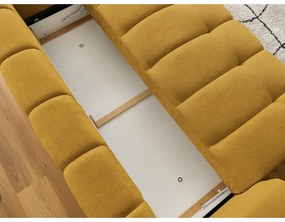 Musztardowa rozkładana/ze schowkiem sofa 251 cm Fuji – Bobochic Paris