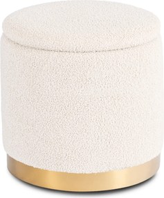 Kremowa okrągła pufa boucle ze schowkiem K5-E95