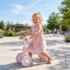 AIYAPLAY Składany rowerek biegowy jeździk treningowy z świecącymi, cichymi kołami EVA, regulowane siedzisko, różowy | Aosom PL