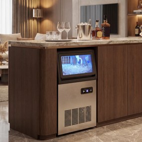 HOMCOM Komercyjna kostkarka do lodu, 36 kg/24h, stal nierdzewna, podblatowa lub wolnostojąca, srebrna | Aosom PL