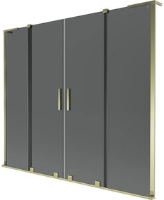 Mexen Velar L Duo parawan nawannowy 2-skrzydłowy rozsuwany 200 x 150 cm, grafit, złoty - 896-200-003-42-50