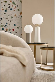 Biała metalowa lampa stołowa ze szklanym kloszem (wysokość 51 cm) Delphine – Bizzotto