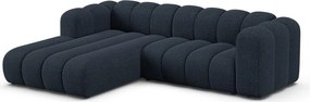 Ciemnoniebieski narożnik z tkaniny szenilowej (lewostronny/z szezlongiem) Lupine – Micadoni