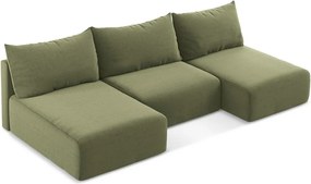 Zielony aksamitny rozkładany/ze schowkiem narożnik (w kształcie litery U) Kalena – Makamii