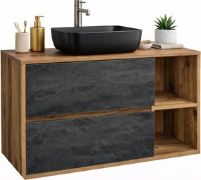 Wisząca loftowa szafka z szufladami pod umywalkę nablatową M4-F38