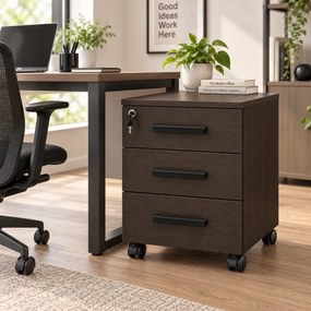 Klasyczny kontenerek z szufladami na kluczyk pod biurko wenge E9-B41