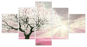 Obraz różowego drzewa (125x70 cm)