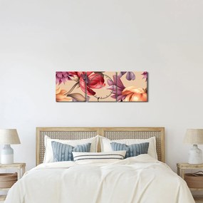 Obraz - Vintage Flowers (z zegarem) (90x30 cm)