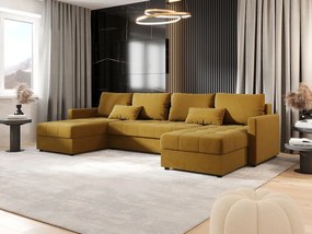 BEDANTE narożnik MOS U BIS Itaka 33 pomarańczowy z funkcją spania sofa w kształcie litery U z pojemnikiem na pościel