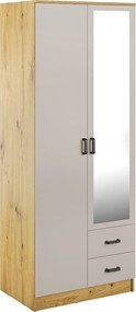 Skandynawska szafa z lustrem dąb artisan + kaszmir D6-F89
