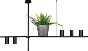 Duża czarna lampa wisząca z kwietnikiem - 7X S076 G8-E68