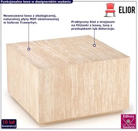 Nowoczesna kwadratowa ława kawowa trawertyn R8-Z84