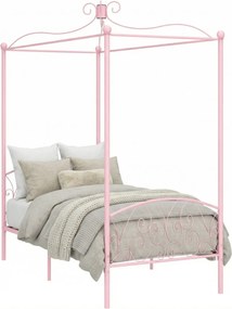 Różowe metalowe łóżko pojedyncze 90x200 cm G5-N04