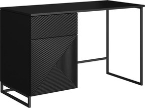 Biurko Asha 120 cm z szufladą - czarny mat / czarny stelaż