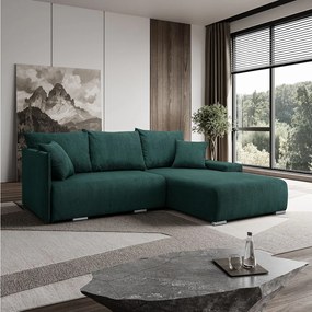 Narożnik, Sofa w kształcie L, tkanina sztruksowa Poso, Zielony, Prawy, Livorno L