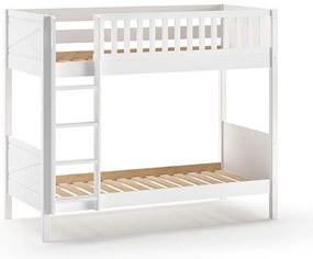 Białe piętrowe łóżko dziecięce z litego drewna sosnowego ze schowkiem 90x200 cm SCOTT – Vipack
