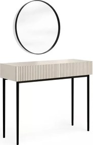 Toaletka Nicole z czarnym lustrem 60 cm - kaszmir / czarne nóżki
