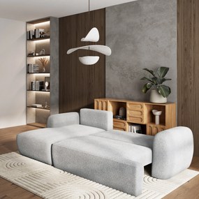 Masseno Narożnik MODENZA z funkcją spania i pojemnikiem na pościel Narozniki L, Rozkładana sofa - Jasnoszary, NOW OR NEVER 83