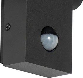 Lampa ścienna zewnętrzna antracytowa z LED IP54 z czujnikiem ruchu - Zane