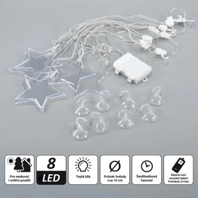 Kurtyna Gwiazdki, 8 diod LED, ciepła biel