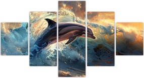 Obraz - Delfin, ilustracje (125x70 cm)