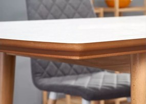 Biały stół rozkładany Barr 90–190 cm MDF – nowoczesny, lite drewno bukowe, kompaktowy