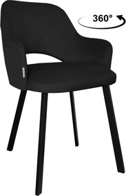 Krzesło Milano tkanina Welur noga metalowa : Kolor nogi - Czarna profil, Kolor tkaniny - VELVET - MG19, Typ siedziska - Siedzisko obrotowe 360°