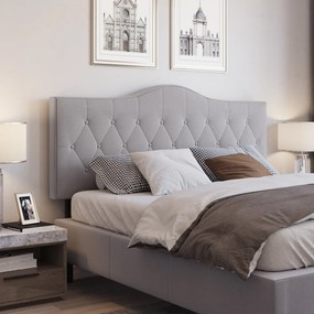 HOMCOM Zagłówek do łóżka tapicerowany kolor szarym topola poliester 185 x 8 x 134 cm