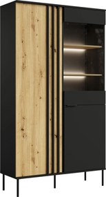 Masseno Witryna MERIDIAN 195 x 110,5 cm do Salonu stojąca Dąb