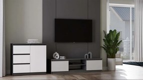 Nowoczesna szafka RTV antracyt + biały Amida 3X 140 cm