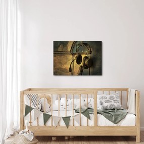 Obraz - Słuchawki lotnicze w stylu vintage (70x50 cm)