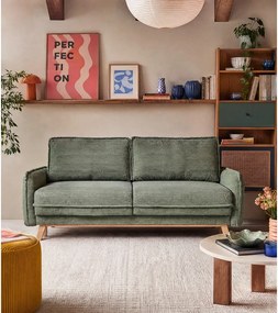 Jasnozielona sztruksowa rozkładana sofa 218 cm Tori – Bonami Selection