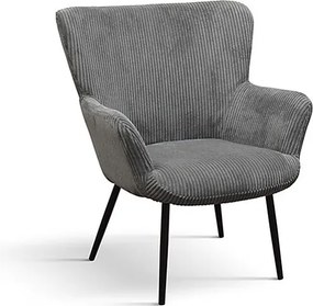 Szary fotel z tkaniny z efektem aksamitu, antracytowe metalowe nogi - MEGEVE