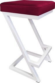 Hoker ZETA krzesło barowe tkanina Welur podstawa metalowa LOFT : Kolor Stelaża - Biały, Kolor tkaniny - VELVET - MG31